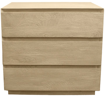 24" Natural Three Drawer Solid Wood Nightstand