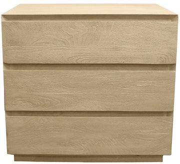 24" Natural Solid Wood Ribbed Texture Three Drawer Nightstand