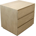24" Natural Solid Wood Ribbed Texture Three Drawer Nightstand