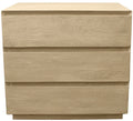 24" Natural Solid Wood Ribbed Texture Three Drawer Nightstand