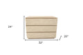 24" Natural Solid Wood Ribbed Texture Three Drawer Nightstand