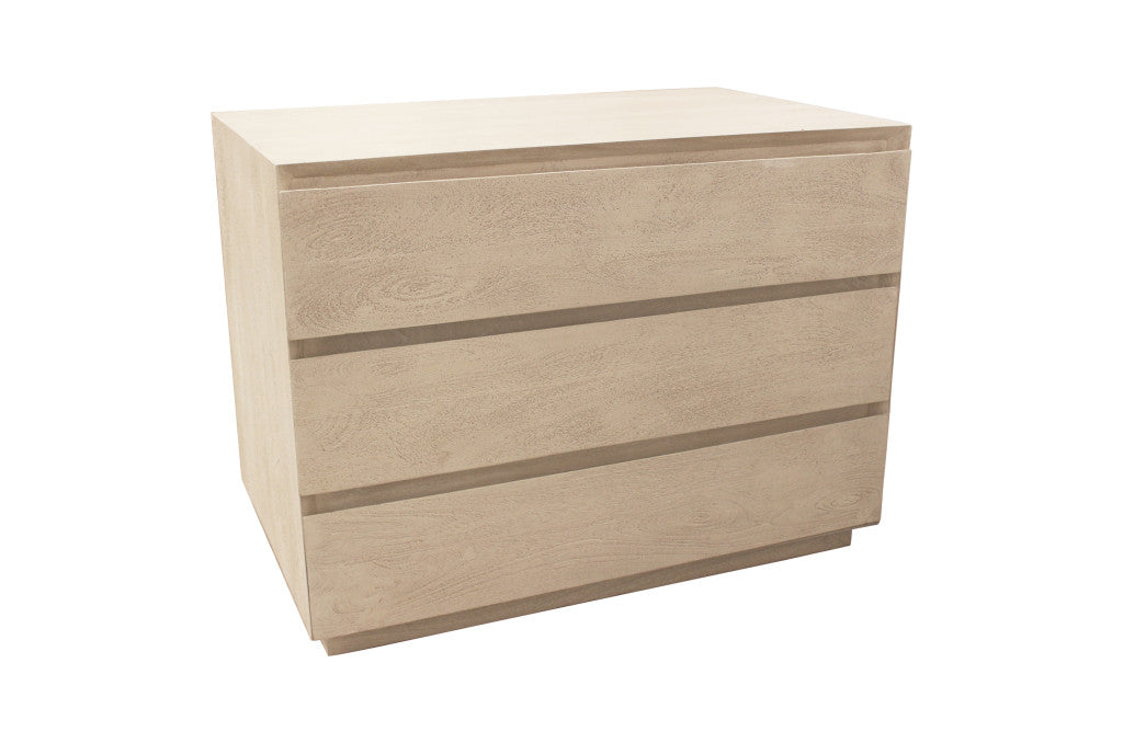 24" Natural Three Drawer Solid Wood Nightstand