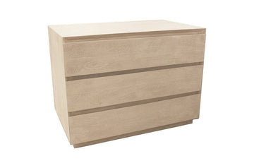 24" Natural Solid Wood Ribbed Texture Three Drawer Nightstand