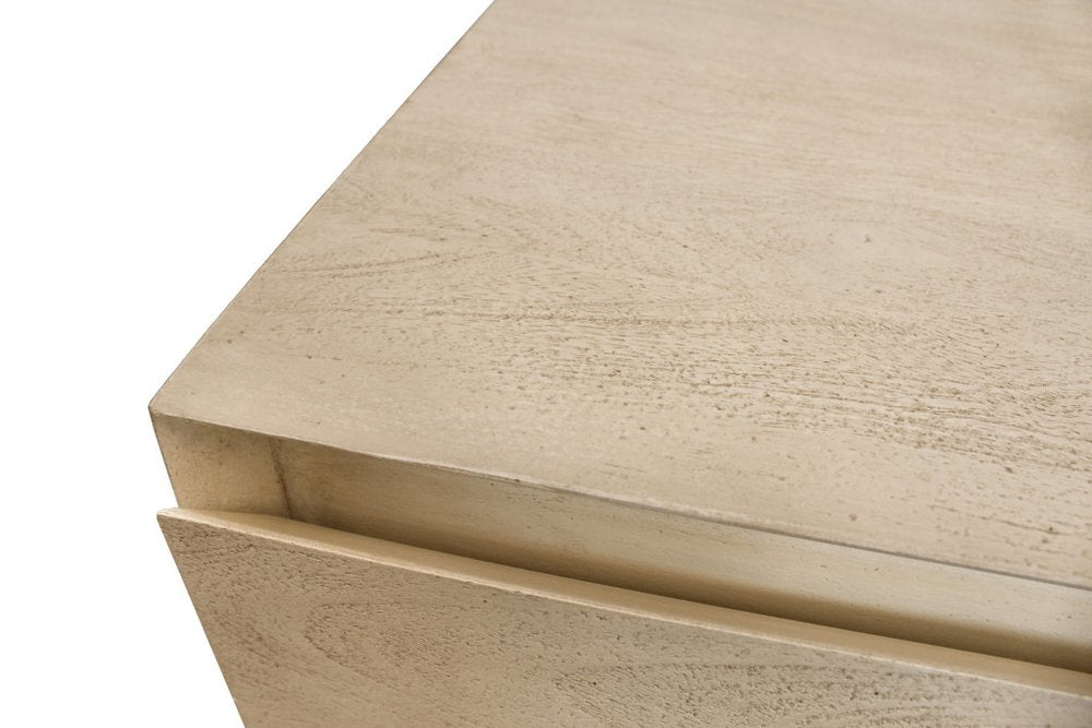 24" Natural Solid Wood Ribbed Texture One Drawer Nightstand