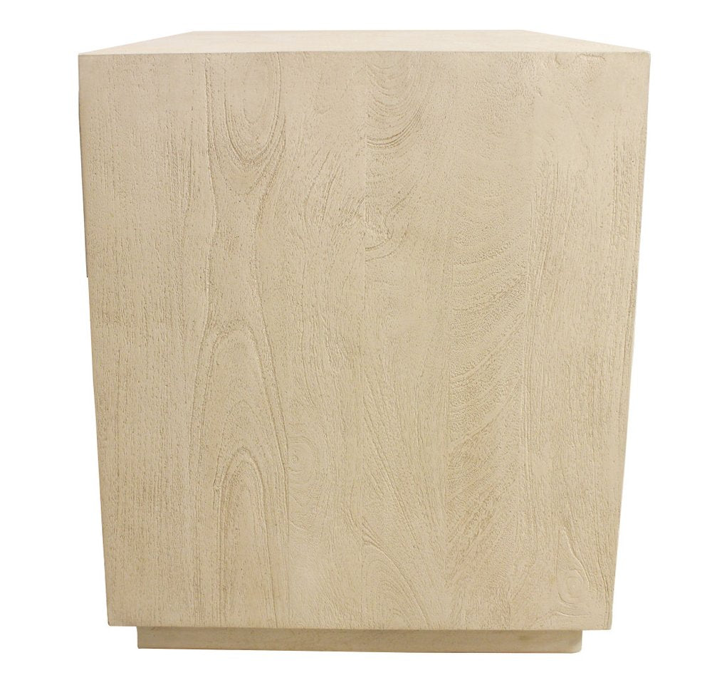 24" Natural Solid Wood Ribbed Texture One Drawer Nightstand