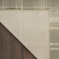 10' Olive Green and Ivory Plaid Runner Rug