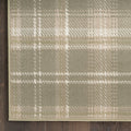 10' Olive Green and Ivory Plaid Runner Rug