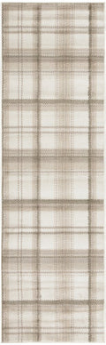 12' Ivory Plaid Power Loom Runner Rug