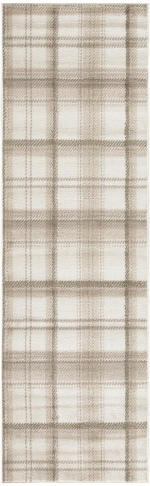 12' Ivory Plaid Power Loom Runner Rug