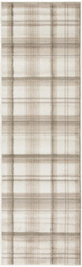 12' Ivory Plaid Power Loom Runner Rug