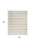 4' X 6' Ivory Plaid Power Loom Area Rug