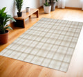 4' X 6' Ivory Plaid Power Loom Area Rug