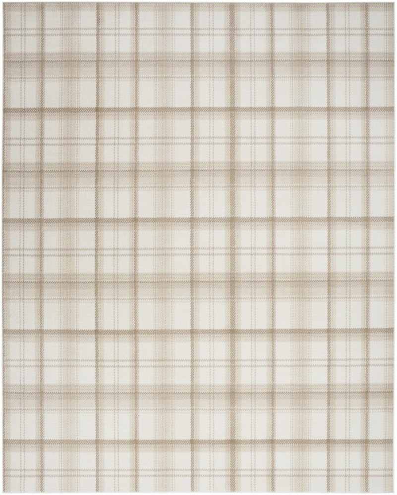 4' X 6' Ivory Plaid Power Loom Area Rug