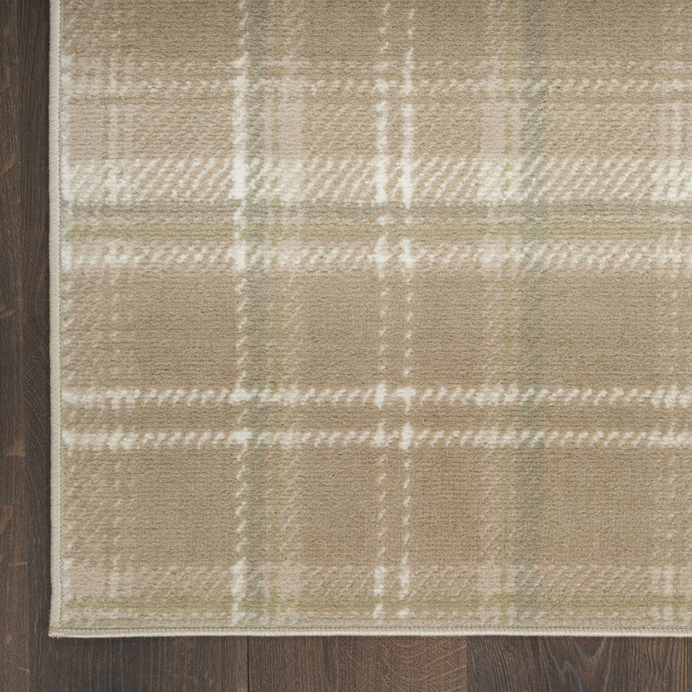 4' X 6' Taupe and Ivory Plaid Area Rug