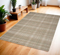 4' X 6' Taupe and Ivory Plaid Area Rug