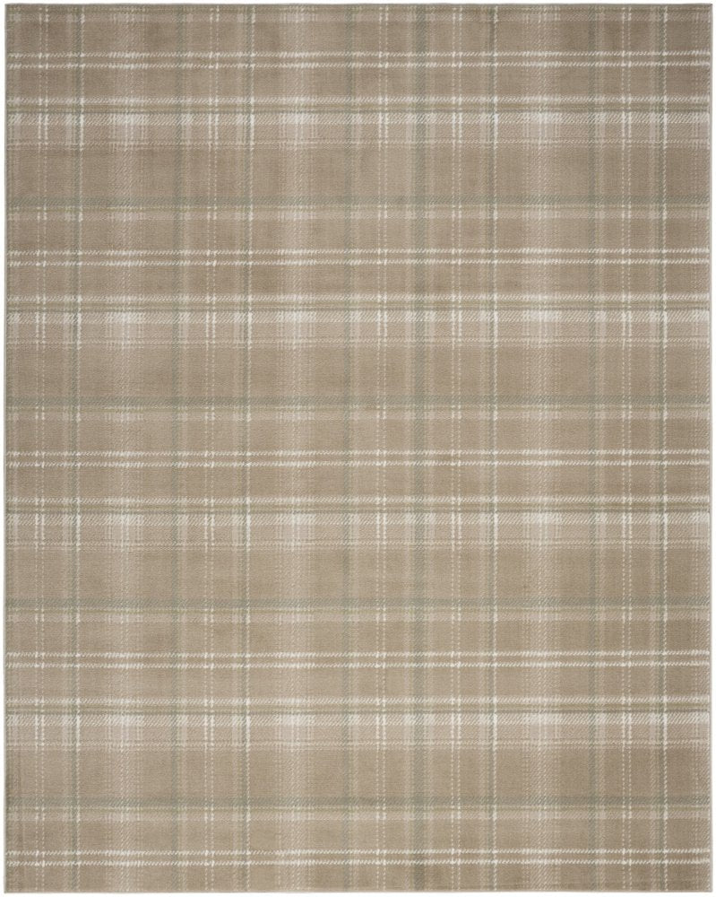 4' X 6' Taupe and Ivory Plaid Area Rug