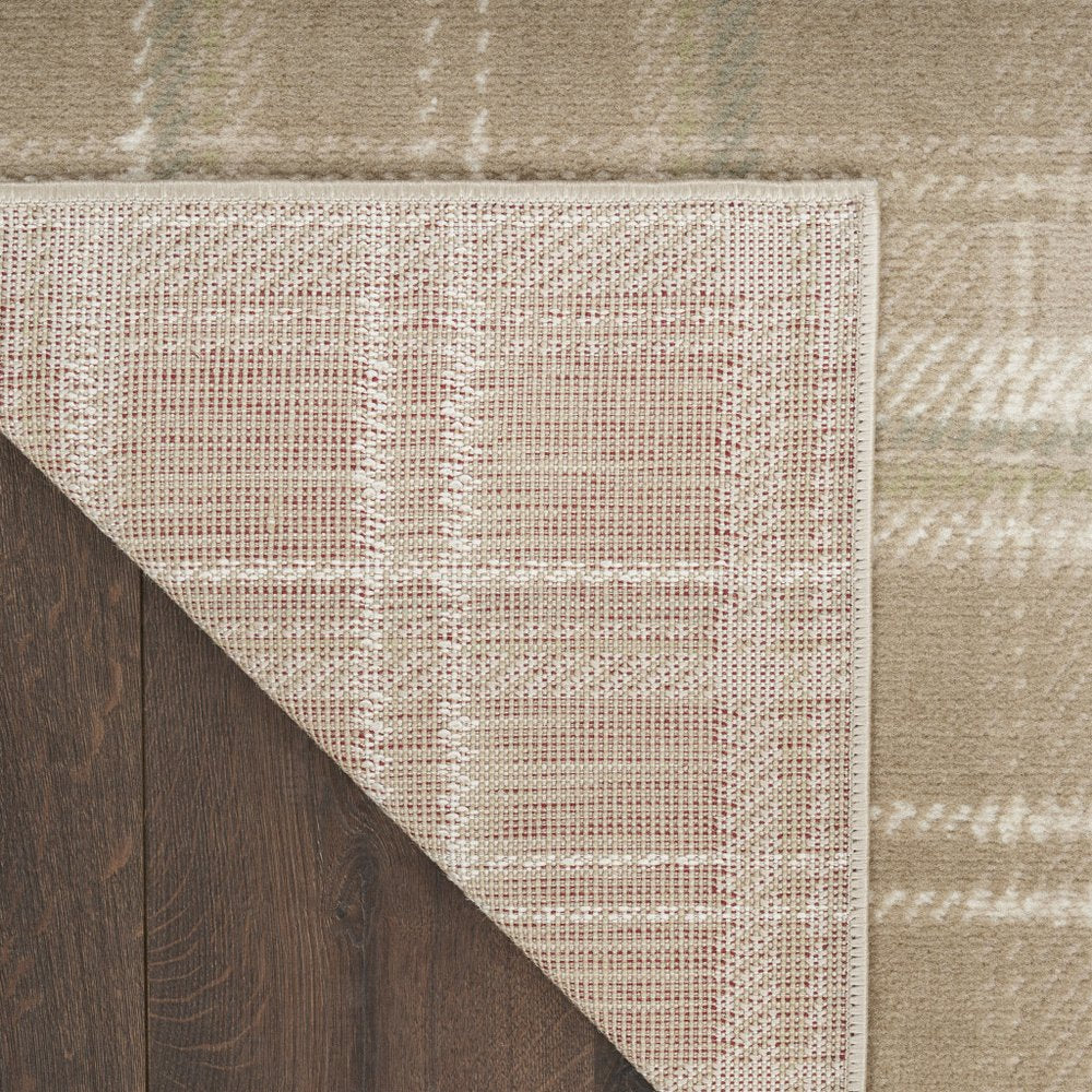 4' X 6' Taupe and Ivory Plaid Area Rug