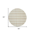 8' Ivory Plaid Power Loom Round Rug