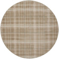 8' Taupe and Ivory Plaid Round Rug
