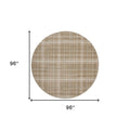 8' Taupe and Ivory Plaid Round Rug