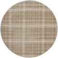 8' Taupe and Ivory Plaid Round Rug