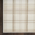 9' X 12' Ivory Plaid Power Loom Area Rug
