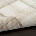 9' X 12' Ivory Plaid Power Loom Area Rug