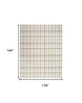 9' X 12' Ivory Plaid Power Loom Area Rug