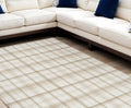 9' X 12' Ivory Plaid Power Loom Area Rug