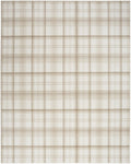 9' X 12' Ivory Plaid Power Loom Area Rug