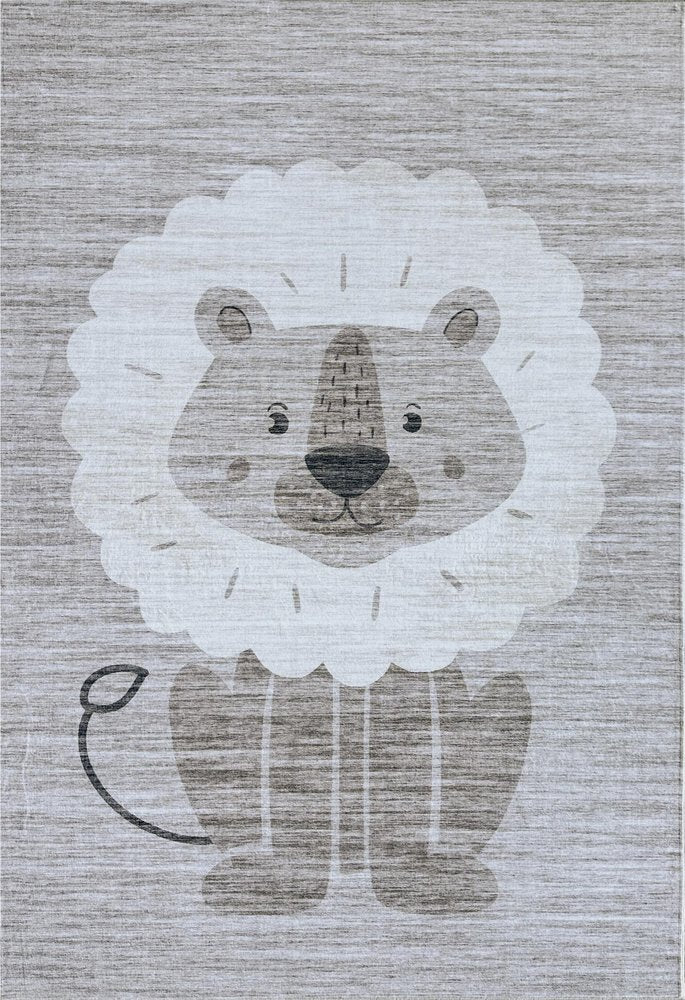 7' X 10' Beige and Gray Juvenile Animals Youthful Area Rug