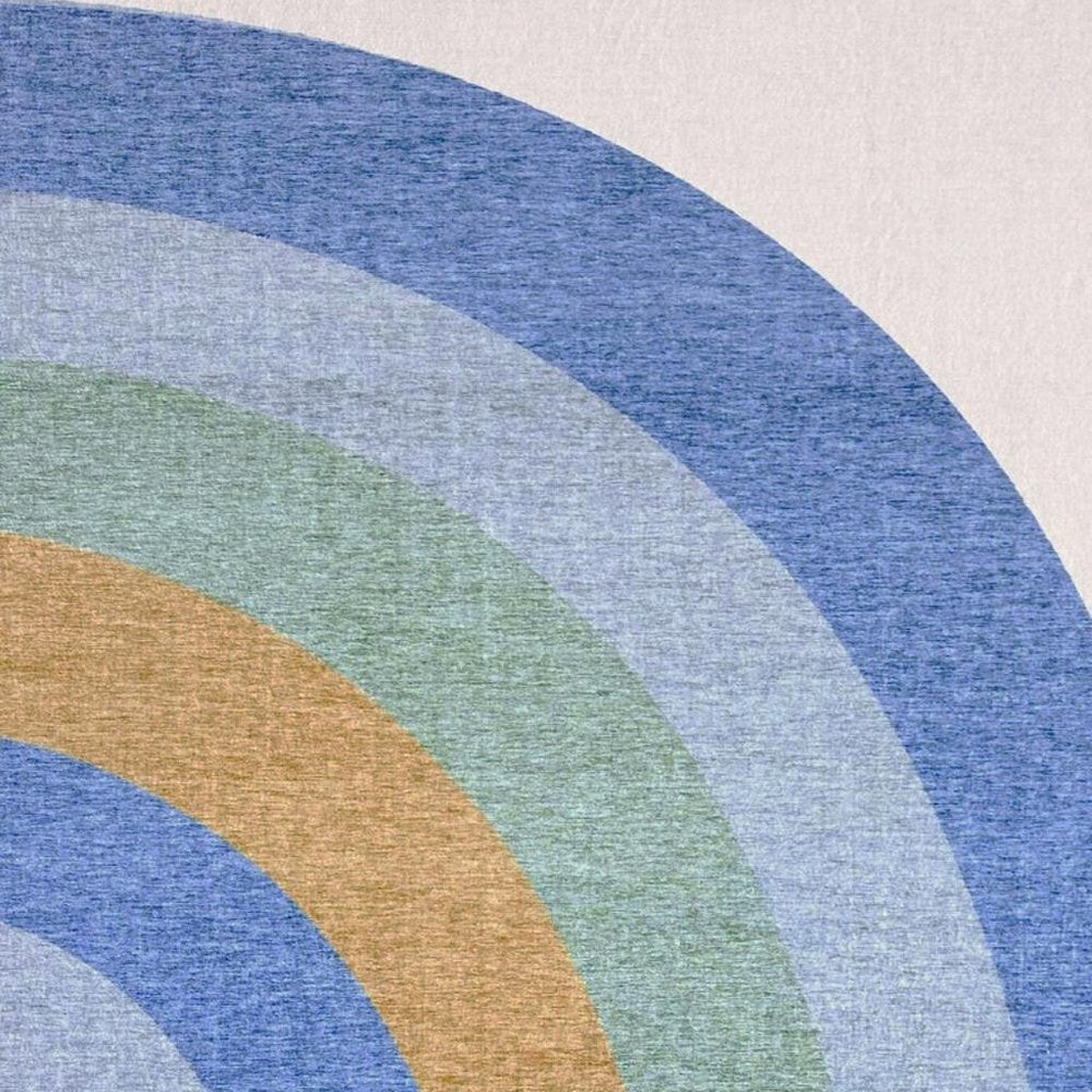 4' X 6' Blue Green and Orange Juvenile Rainbows Youthful Area Rug