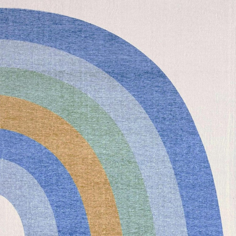 4' X 6' Blue Green and Orange Juvenile Rainbows Youthful Area Rug