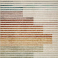 4' X 6' Beige Blue and Brown Striped Area Rug