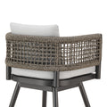 35" Light Gray Metal Swivel Low back Outdoor Counter Height Bar chair with Footrest