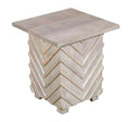 White Distressed End Table - Solid Wood