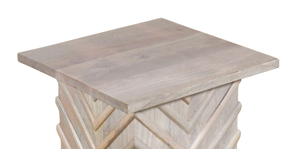 White Distressed End Table - Solid Wood