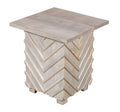 White Distressed End Table - Solid Wood