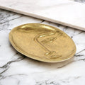 8" Gold Cast Iron Mod Abstract Face Oval Trinket Tray