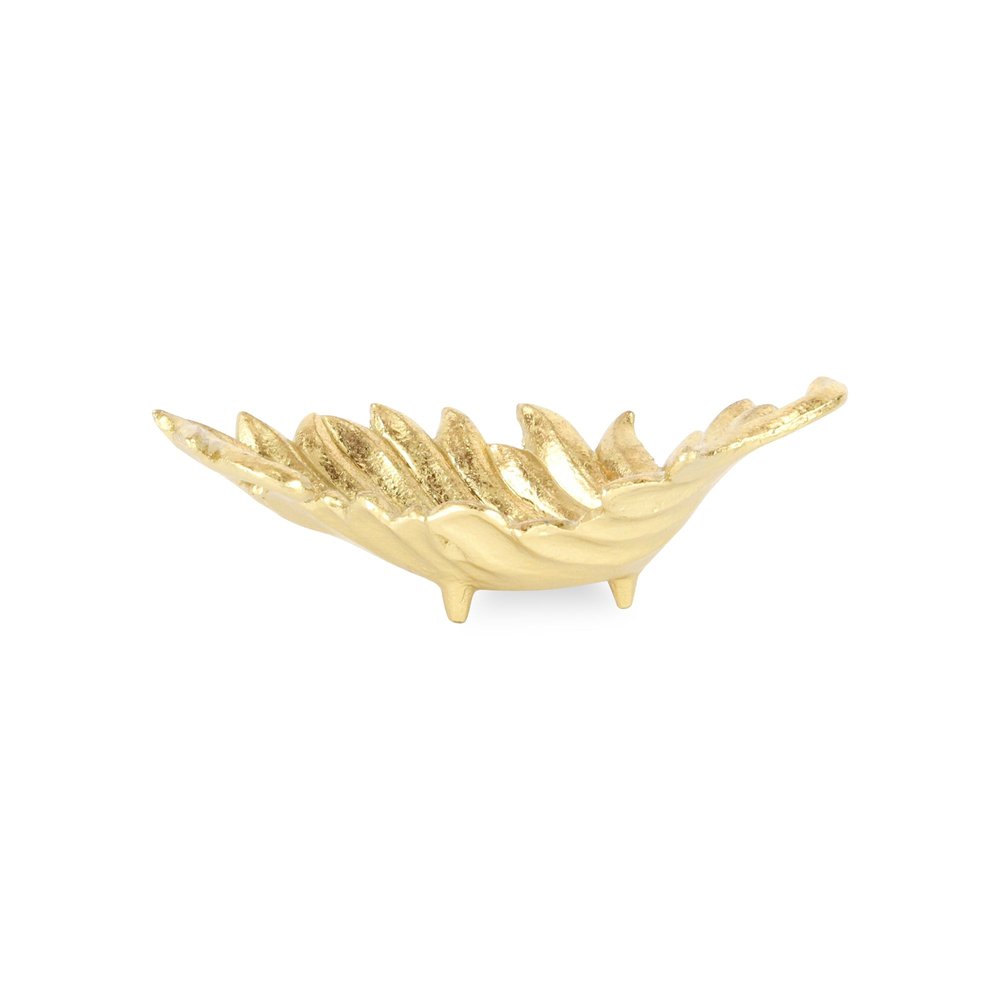10" Gold Cast Iron Leaf Handmade Trinket Tray