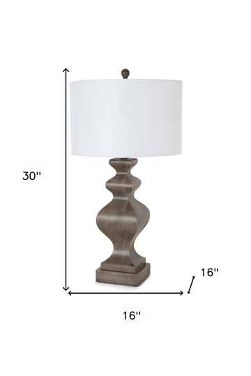 Set of Two 30" Distressed Brown Table Lamp With White Cone Shade