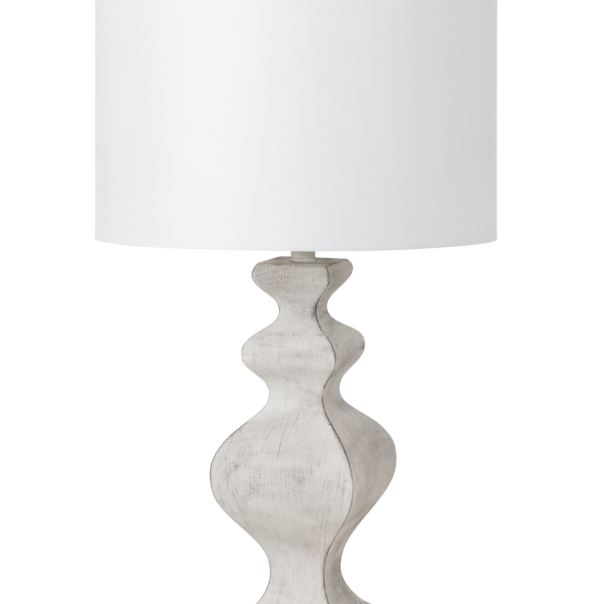 Set of Two 30" Distressed White Table Lamp USB With White Cone Shade