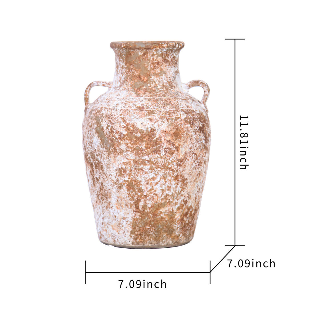 12" Terracotta and White Abstract Amphora Ceramic Table Vase