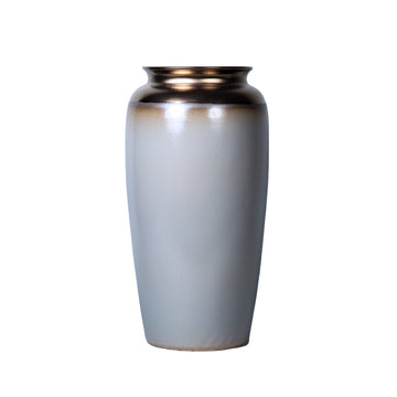 21" Gray and Gold Ombre Cylinder Ceramic Table Vase