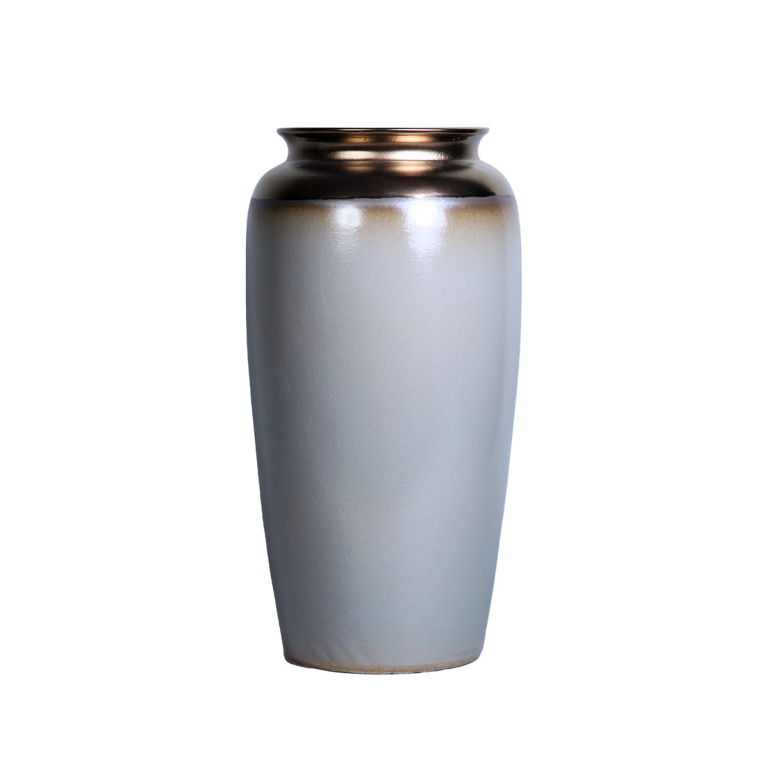 21" Gray and Gold Ombre Cylinder Ceramic Table Vase