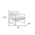 30" White And Black Sherpa And Upholstered Arm Chair