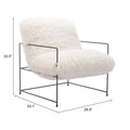 30" White And Black Sherpa And Upholstered Arm Chair
