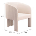 25" Beige Upholstered Arm Chair