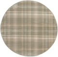 4' Ivory And Olive Green Plaid Round Rug