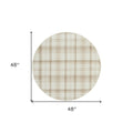 4' Ivory Plaid Power Loom Round Rug